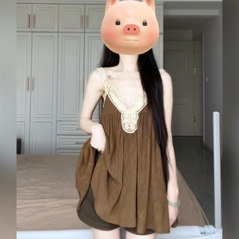 XZY/欣争艳 微胖mm古着度假风花边吊带背心女夏季百搭气质上衣,淘宝优惠券,粉丝福利购,淘宝优惠卷