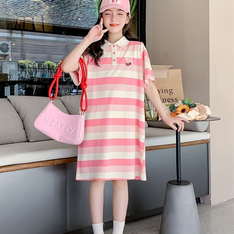 女童夏装连衣裙2025新款洋气童装polo长款T恤裙大童儿童夏季裙子,淘宝优惠券,粉丝福利购,淘宝优惠卷