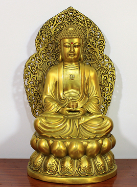 阿弥陀佛像释迦摩尼佛释迦牟尼佛药师佛三圣纯铜佛像摆件三宝佛