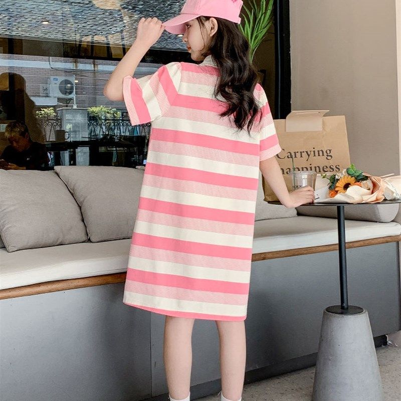 女童夏装连衣裙2025新款洋气童装polo长款T恤裙大童儿童夏季裙子,淘宝优惠券,粉丝福利购,淘宝优惠卷