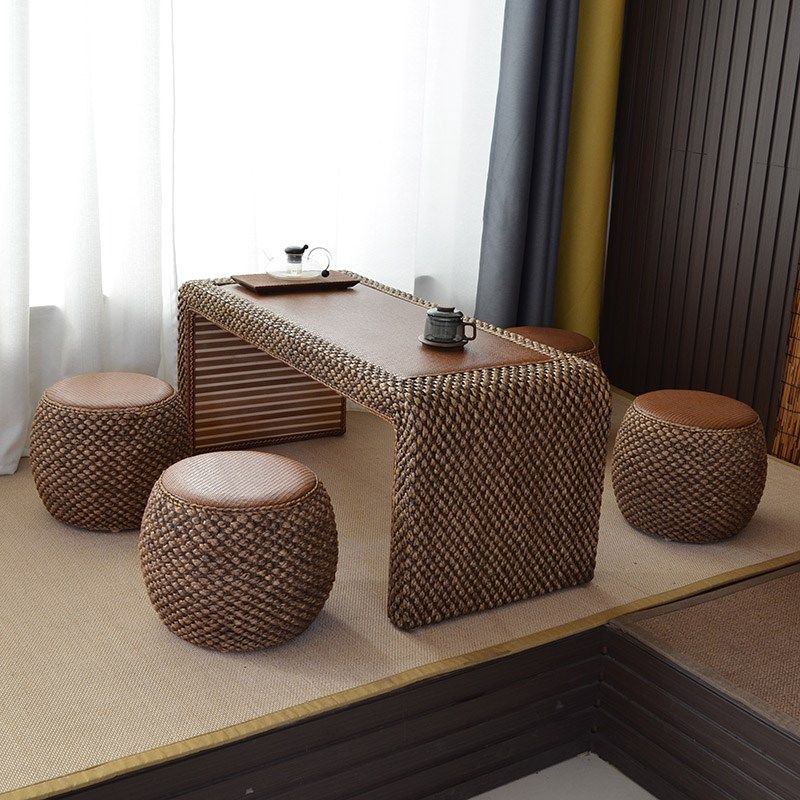 阳台桌子藤编桌椅组合创意休闲茶台桌家用小型泡茶榻榻米茶几简约,淘宝优惠券,粉丝福利购,淘宝优惠卷