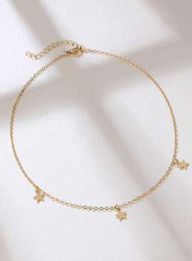 Personality simple three star pendant necklace clavicle chai