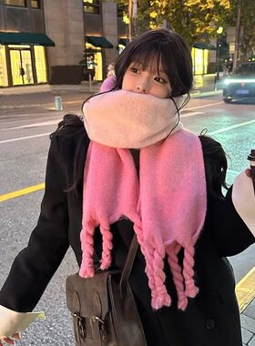 2024新款渐变色马海毛围巾女冬季