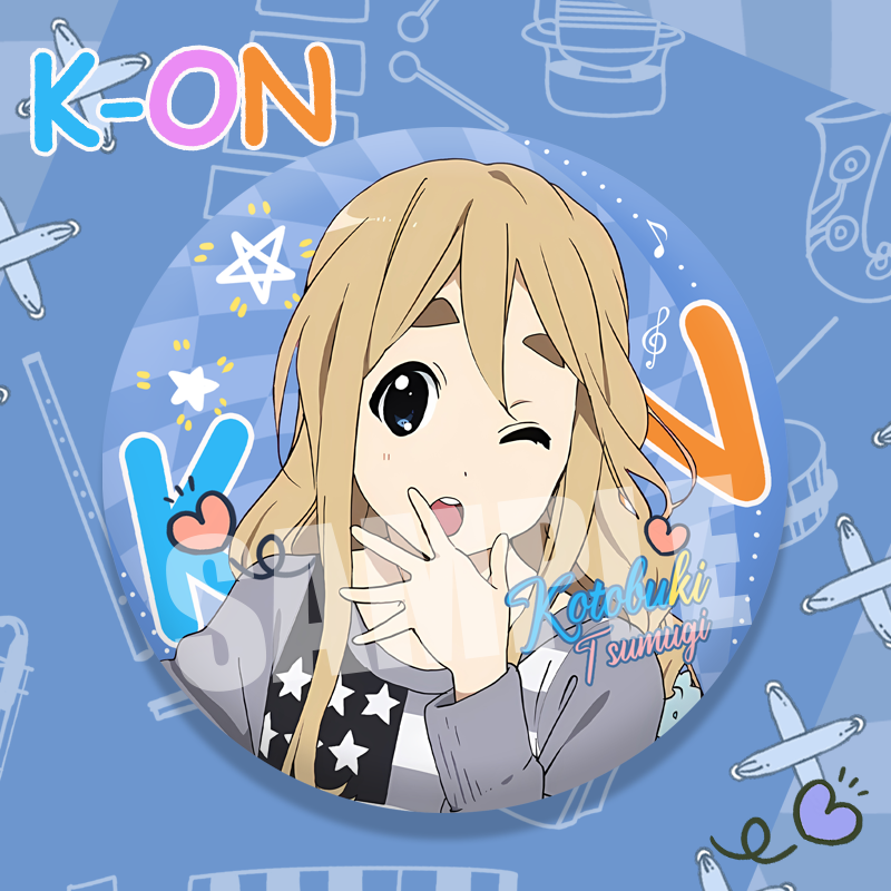 轻音少女双闪大徽章秋山澪平泽唯田井中律周边75mm双闪大徽章谷子