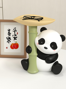 好货熊猫入户摆件托盘玄关钥匙收纳暖居乔迁礼物客厅桌面茶几装饰