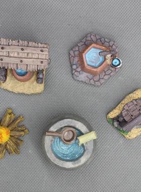 复古中式石井打水古井山间流水塔楼微缩摆件微缩场景造景diy模型