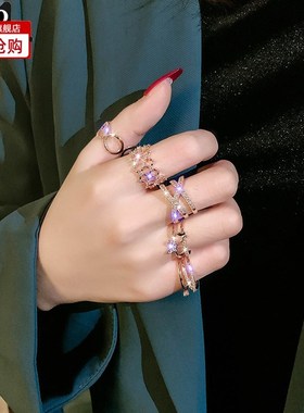 2024戒指女粗胖手指百搭加大码号可调节收缩mm开口个性潮流时尚