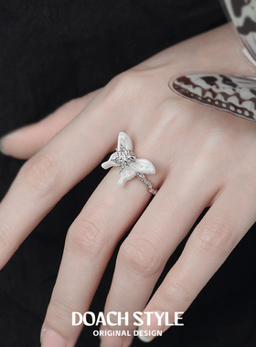 蝴蝶纯银戒指DOACH925小众设计