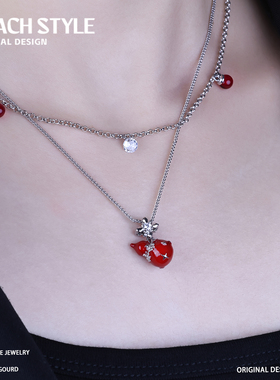 DOACH鸢尾花葫芦项链红色吊坠