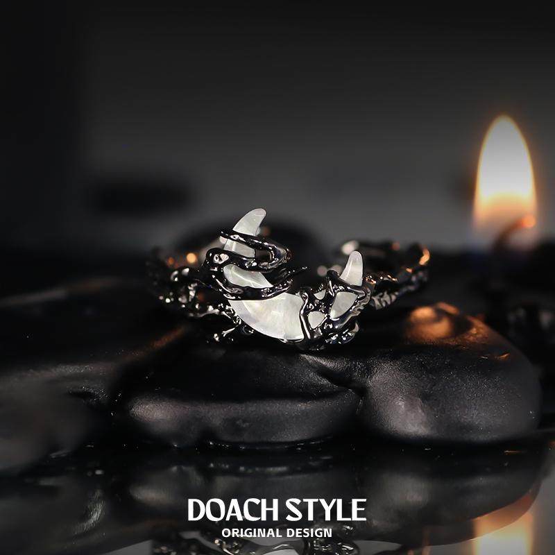 DOACH original black sun, moon and stars couple ring