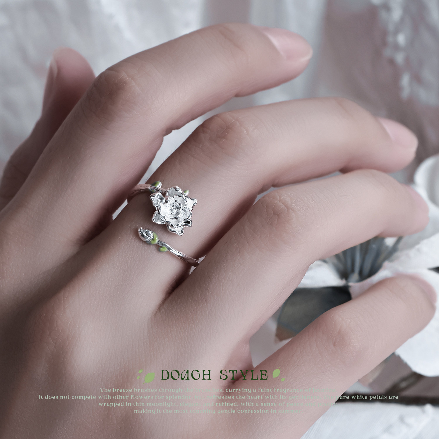 DOACH original design sterling silver jasmine ring gift
