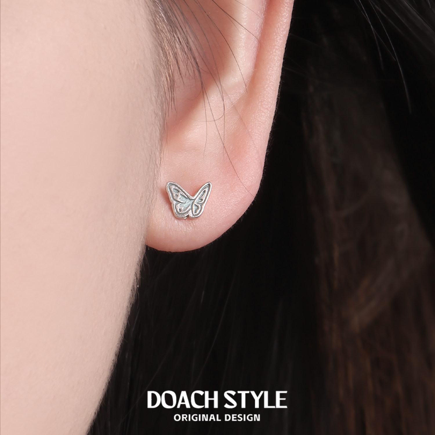 DOACH 心动蝴蝶耳钉轻奢小众设计感S925纯银耳饰高级感甜酷耳环,淘宝优惠券,粉丝福利购,淘宝优惠卷