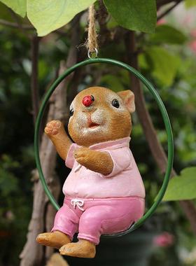 户外庭院花园装饰工艺品小兔子动物挂件创意树脂仿真卡通雕塑摆件