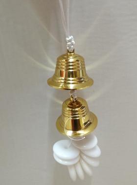 铜钟八白玉挂件2个纯铜铃铛风铃8个白玉扣白色绳线穿八白玉装饰品