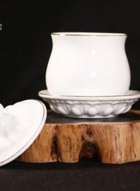 白玉瓷金边陶瓷供水杯 陶瓷供佛净水杯圣水杯用具厂家