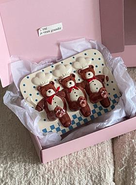 Shinymomo创意可爱卡通厨师熊ins风厨房收纳挂架覆古树脂博主挂钩