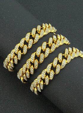 Hip Hop Full Diamond Cuban Necklace Mens Full Diamond Punk