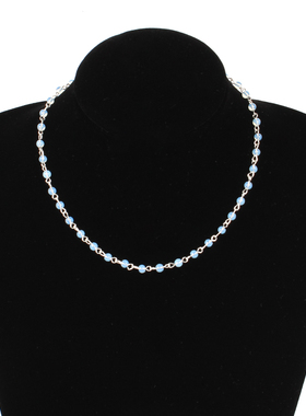 Fashion Jewelry Woman Simple Black White Beads Initial Neckl