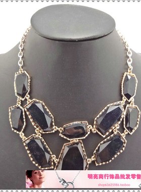 欧美 简约大方复古民族风几何形糖果色短款锁骨项链 毛衣链