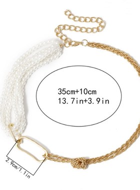 Pearl temperament asymmetrical dating necklace girl珍珠项链