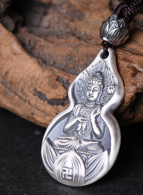 纯银不动尊本命佛吊坠虚空藏菩萨佛牌属牛虎大日如来牌子项链男女