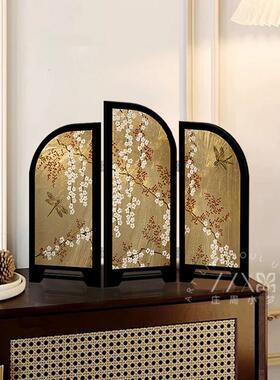 中古风屏风桌面摆件中式入户玄关装饰画客厅电视柜餐厅装饰品摆画