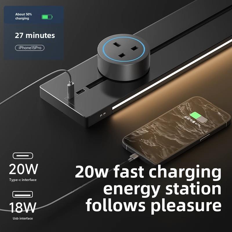 奥多朗英标拖板多功能路轨道插座国际插苏感应灯排插英式香港插排 - 图1