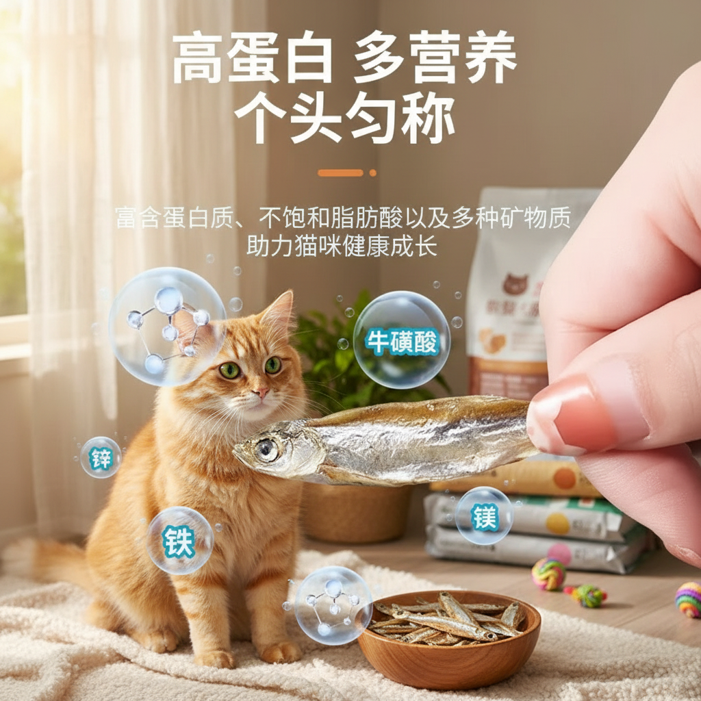 小鱼干猫猫零食宠物冻干多春鱼无猫咪盐零食补成猫猫粮磨牙营养钙