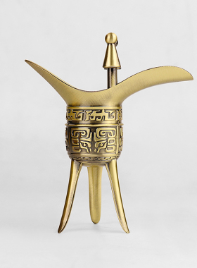 酒爵爵杯仿古青铜器皿具三足鼎杯进爵商务礼品酒柜装饰摆件