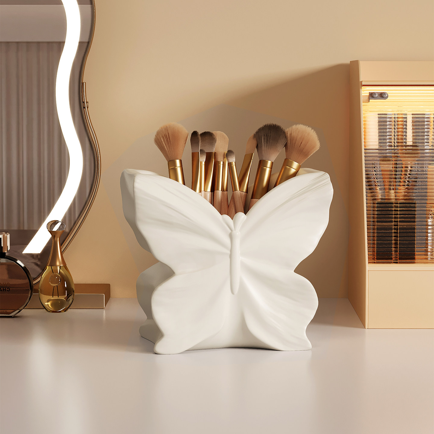 奶油风蝴蝶遥控器钥匙收纳盒摆件客厅花瓶化妆笔刷桌面置物装饰品,淘宝优惠券,粉丝福利购,淘宝优惠卷