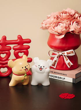 高级感实用新婚礼物线条小狗摆件