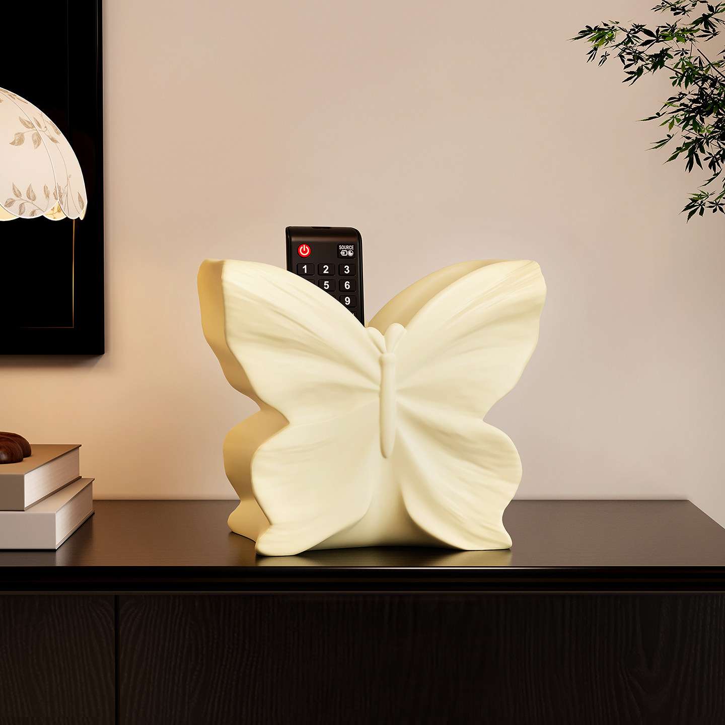 奶油风蝴蝶遥控器钥匙收纳盒摆件客厅花瓶化妆笔刷桌面置物装饰品,淘宝优惠券,粉丝福利购,淘宝优惠卷