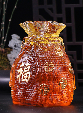 速发乔璃财袋聚宝盆招福进宝摆件摆设家居客厅装饰品琉迁礼品开业