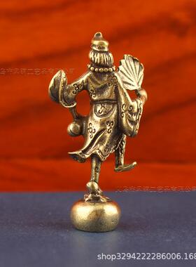复古黄铜活佛济公铜像桌面摆件古玩杂项铜雕佛像工艺品老铜器