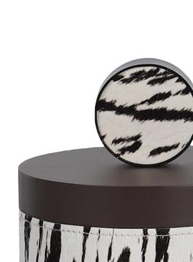 现代意式极简木质马毛装饰罐储物盒摆件茶室书房桌面家居装饰摆件