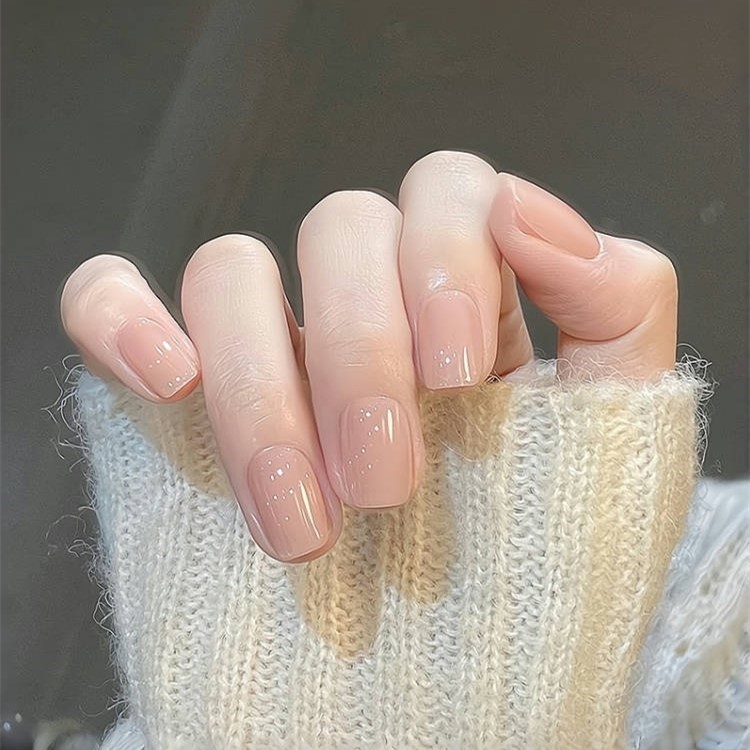 蜜桃裸色手工美甲穿戴甲短款2026新年款高级感新娘婚纱照孕妇可用,淘宝优惠券,粉丝福利购,淘宝优惠卷