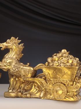 杨铜记 铜马 日进斗金马拉车 店铺家居铜马摆件 马拉车