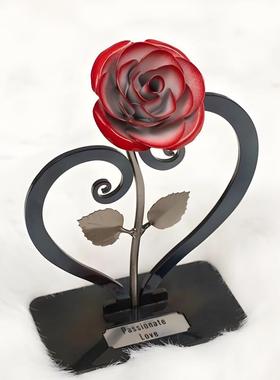 亚马逊跨境爆款情人节玫瑰心形支架新款创意桌面礼品家居装饰摆件