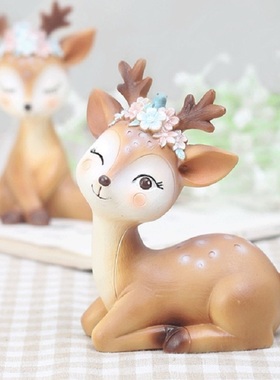梅花鹿宝宝家居桌面客厅可爱卡通摆件车载摆设少女生日礼物装饰品