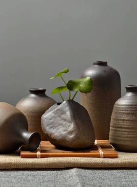 创意花陶瓶陶小花瓷迷你陶罐粗水培植物插花盆器干摆件家居装饰品