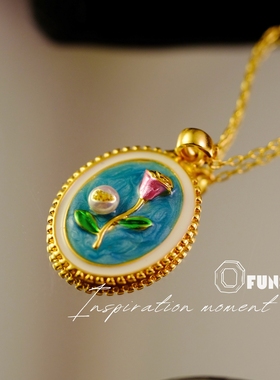 莫奈花园天然珍珠玫瑰气质项链