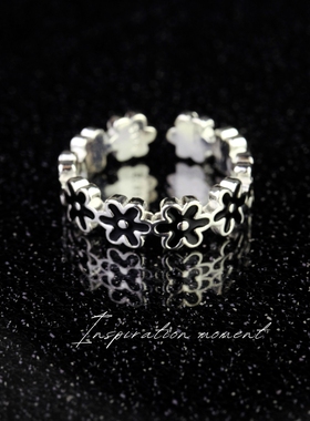 暗黑正当时！通体纯银复古小花