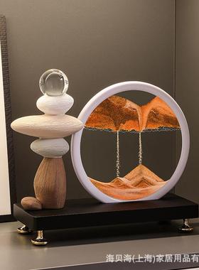 时来运转流沙画摆件客厅电视柜酒柜玄关轻奢高档高级装饰品办公室