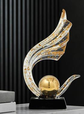 风生水起新中式摆件办公室客厅玄关酒柜电视柜生财轻奢装饰送礼品