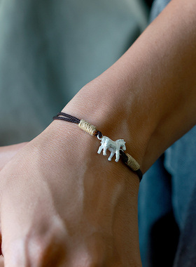 本命年马年纯银999红绳手链