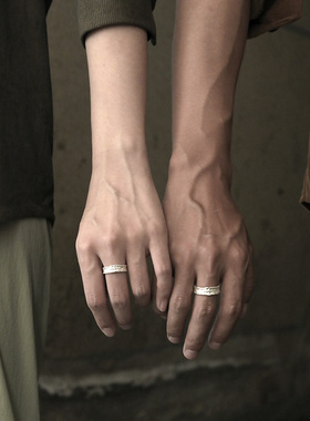 日暮里男女足银手工情侣戒指情侣