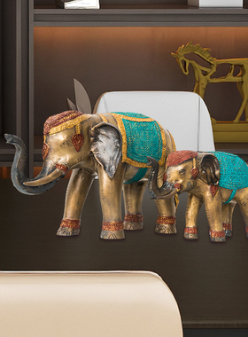 泰国大象铜摆件东南亚风格全铜工艺品客厅玄关博古架装饰桌面摆设