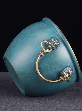 故宫狮首缸铜缸纯铜聚宝盆摆件招财家用客厅招财旺财香炉工艺摆件