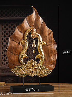 泰国工艺品实木菩提叶摆件禅意铃铛摆设东南亚酒店会所装饰品摆件