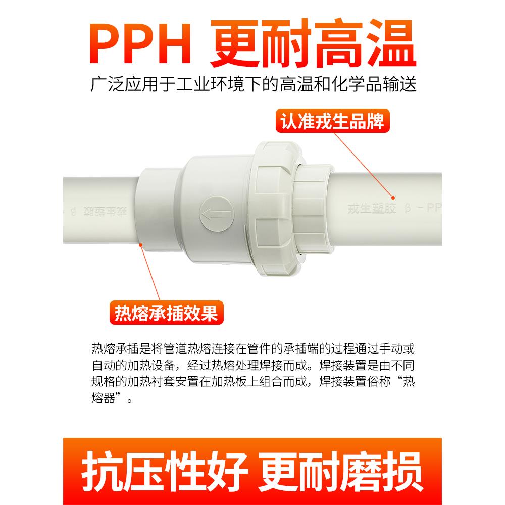戎生PPH球型止回阀塑料给水管配件PPR热熔对焊式单向立式逆止阀 - 图1